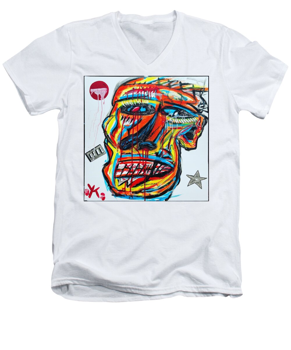Angry man - Men's V-Neck T-Shirt - Ykstreetart