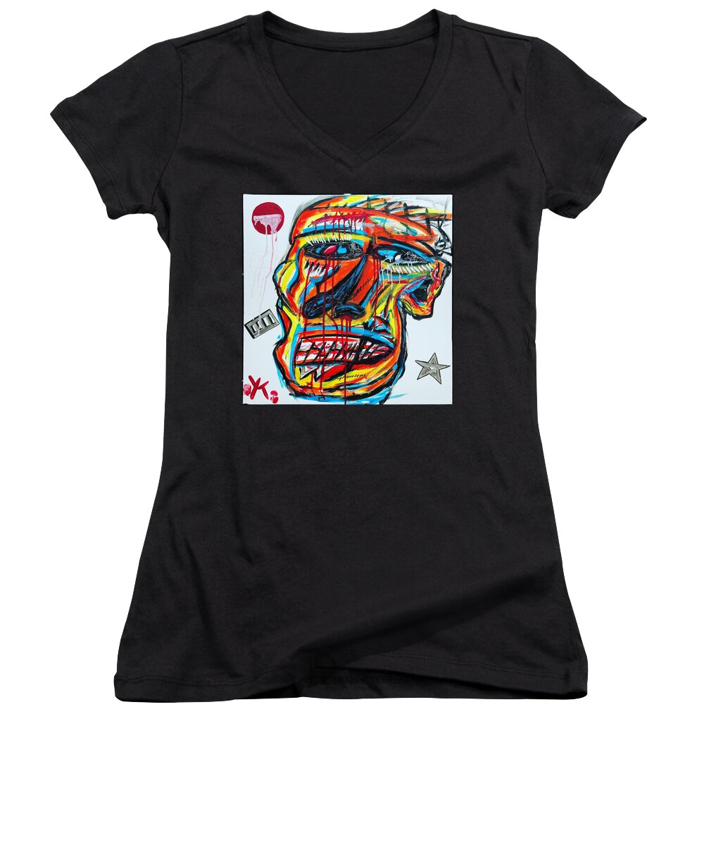 Angry man - Women's V-Neck - Ykstreetart