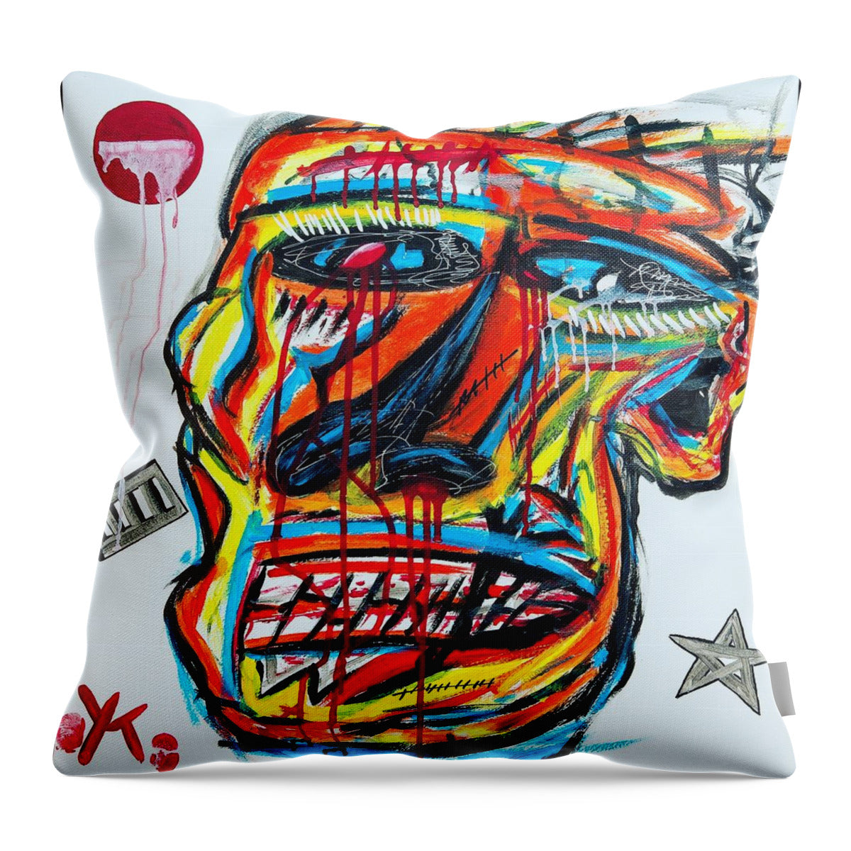 Angry man - Throw Pillow - Ykstreetart