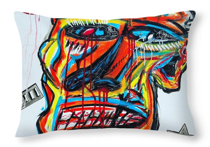 Angry man - Throw Pillow - Ykstreetart