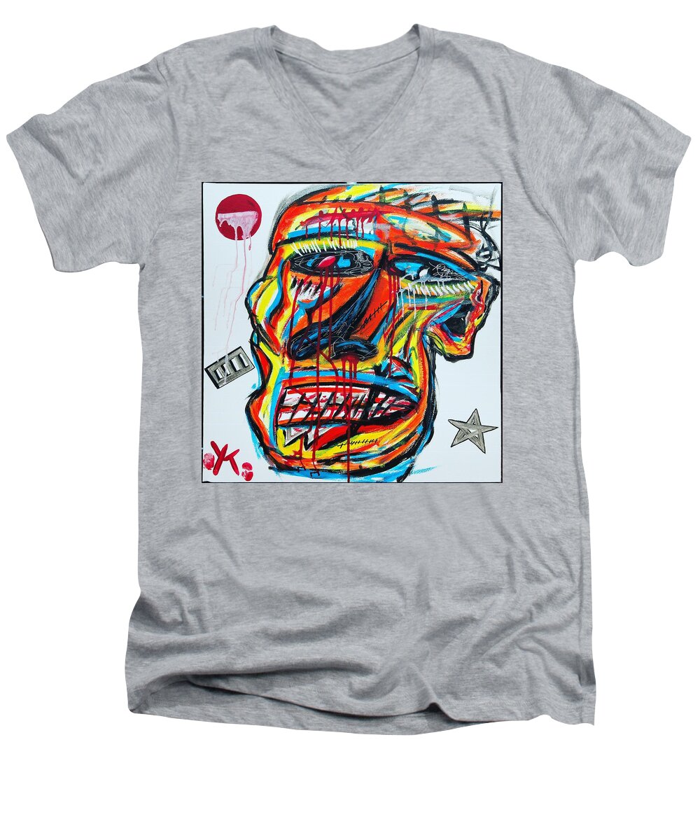 Angry man - Men's V-Neck T-Shirt - Ykstreetart