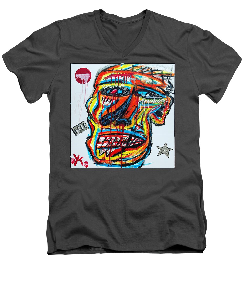 Angry man - Men's V-Neck T-Shirt - Ykstreetart