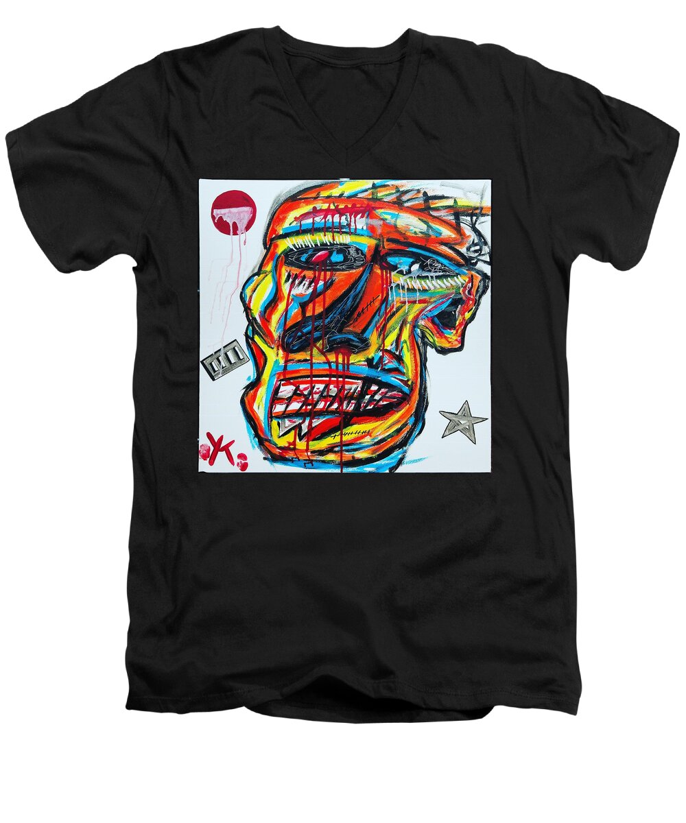 Angry man - Men's V-Neck T-Shirt - Ykstreetart