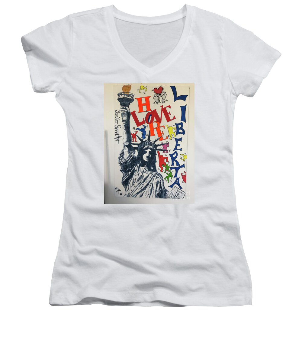 Hommage haring - Women's V-Neck - Ykstreetart