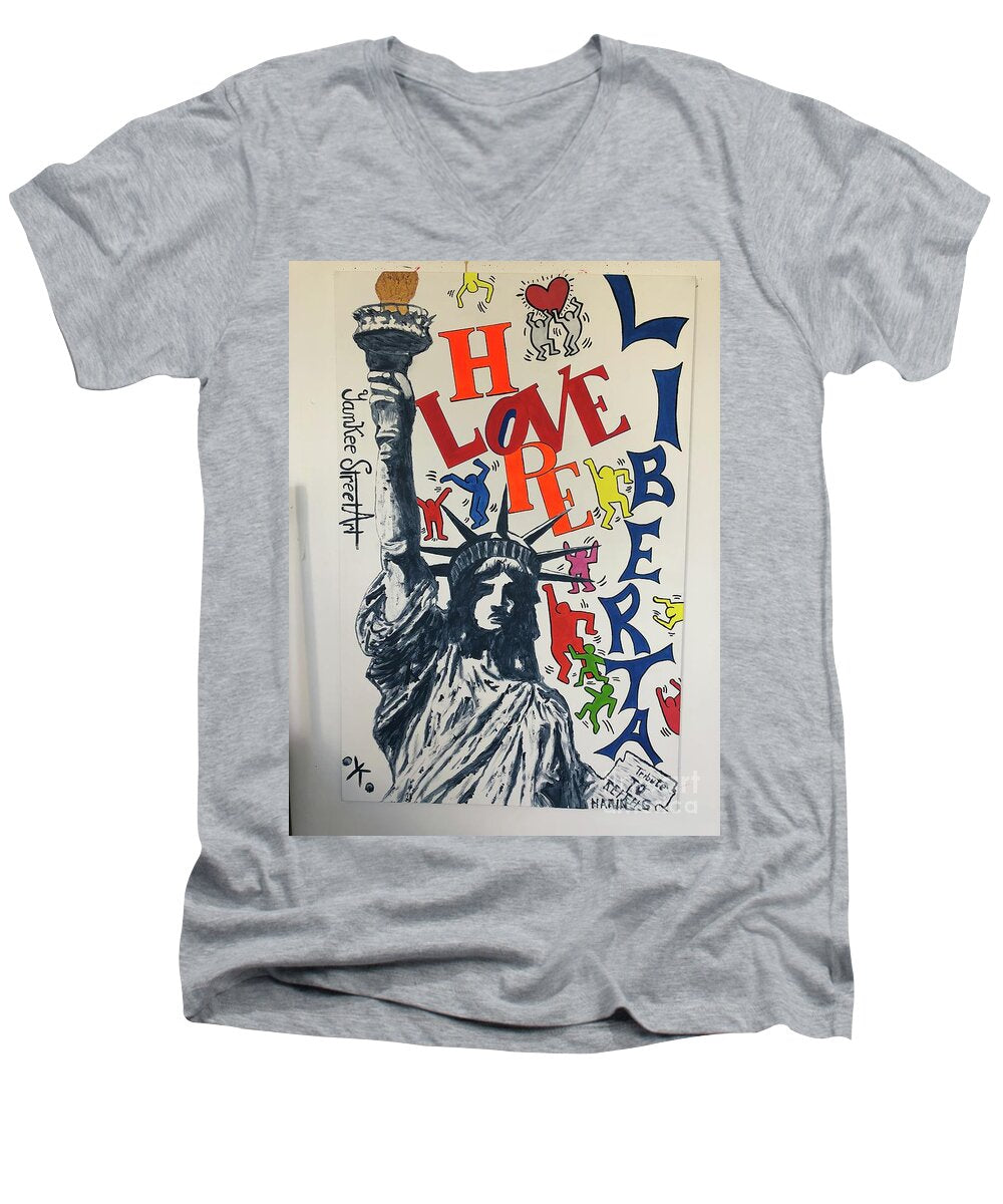 Hommage haring - Men's V-Neck T-Shirt - Ykstreetart