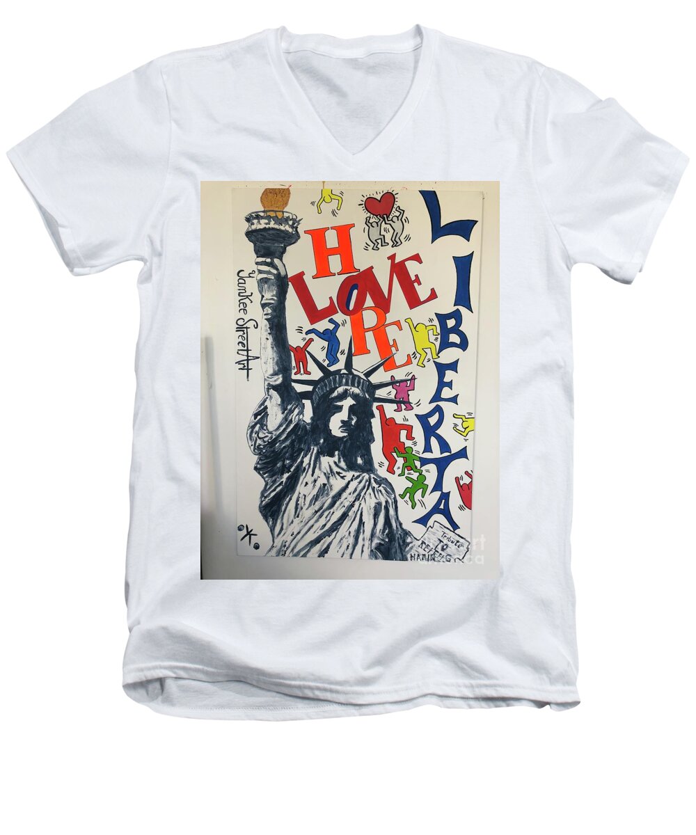 Hommage haring - Men's V-Neck T-Shirt - Ykstreetart