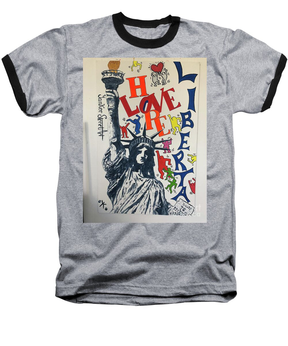 Hommage haring - Baseball T-Shirt - Ykstreetart