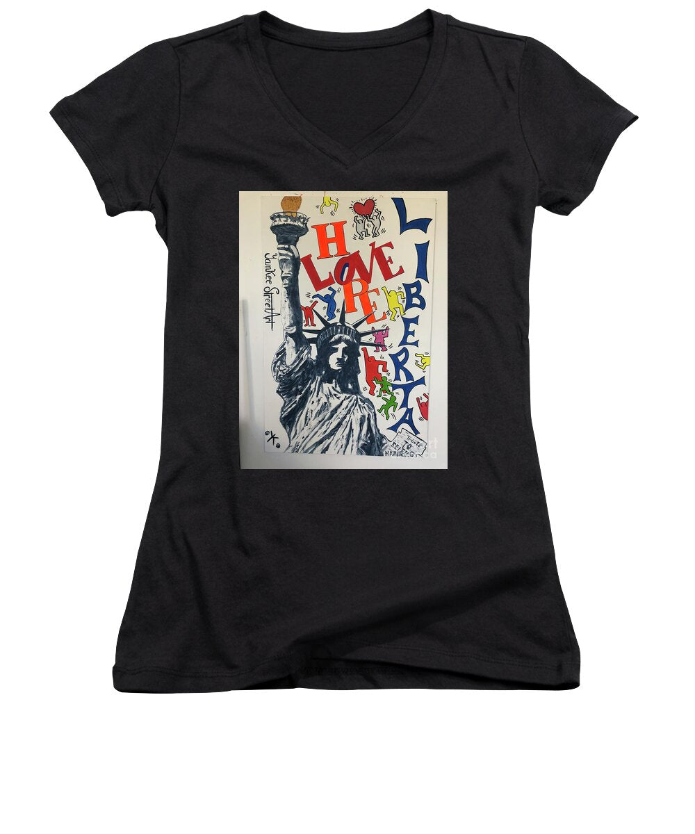 Hommage haring - Women's V-Neck - Ykstreetart