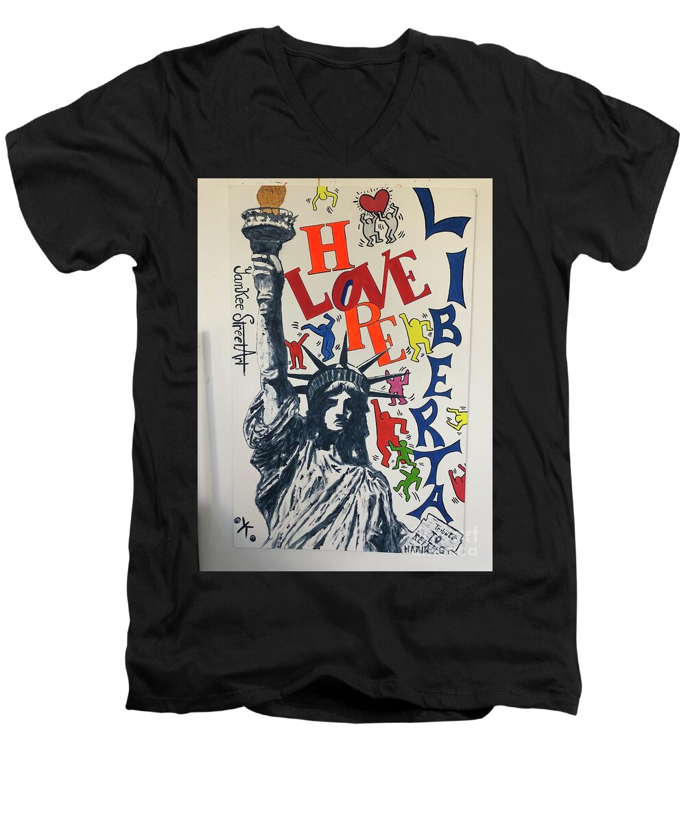 Hommage haring - Men's V-Neck T-Shirt - Ykstreetart
