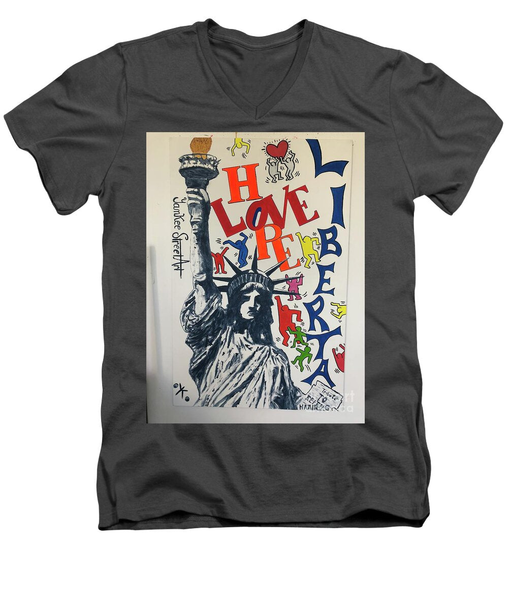 Hommage haring - Men's V-Neck T-Shirt - Ykstreetart