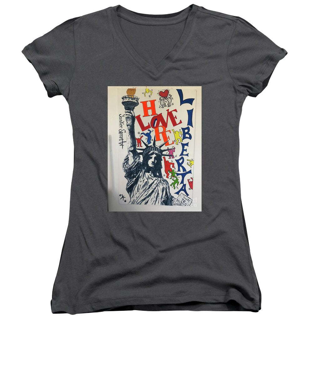Hommage haring - Women's V-Neck - Ykstreetart