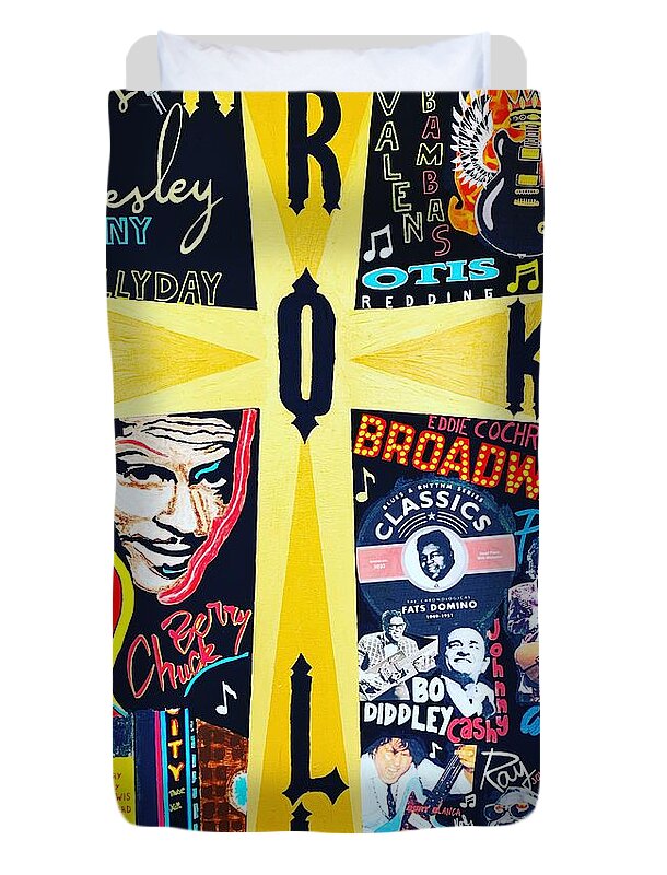 Religion rock and roll - Duvet Cover - Ykstreetart