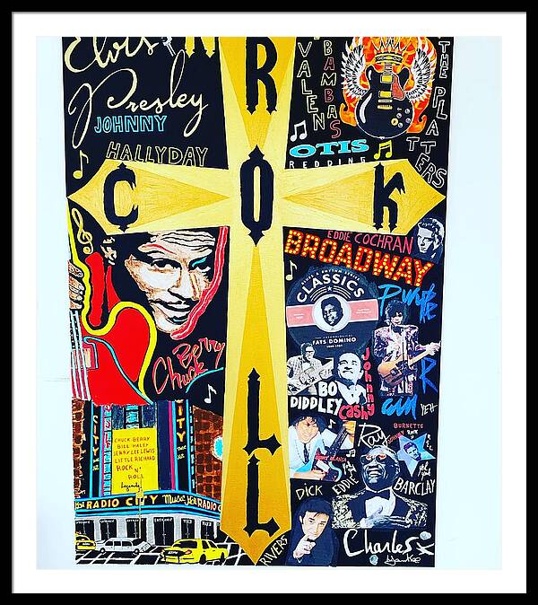Religion rock and roll - Framed Print - Ykstreetart