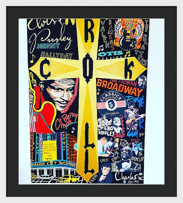 Religion rock and roll - Framed Print - Ykstreetart
