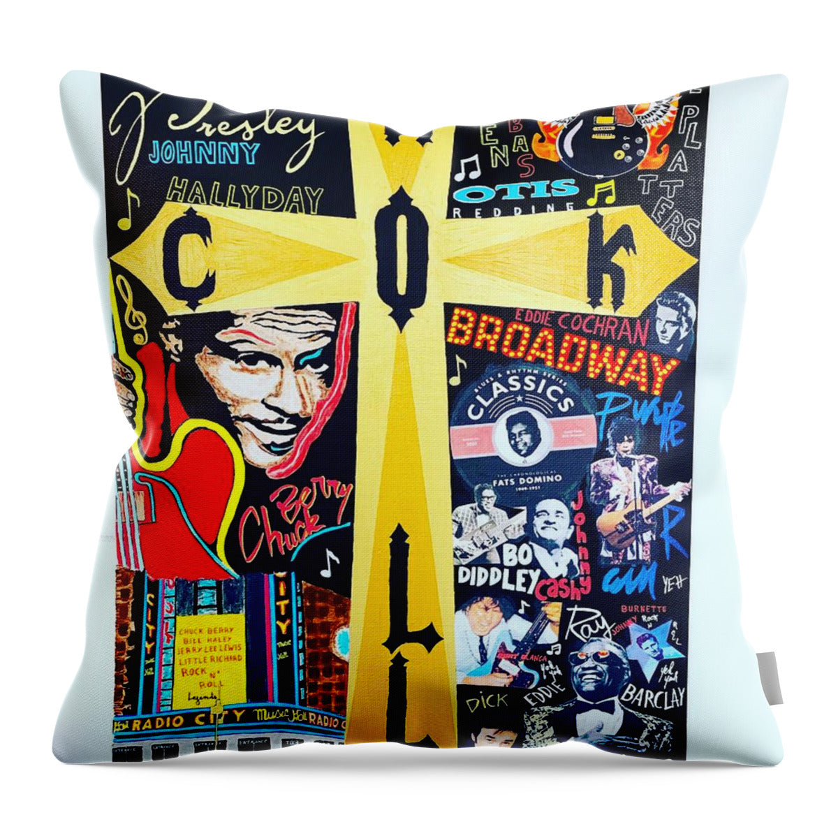 Religion rock and roll - Throw Pillow - Ykstreetart