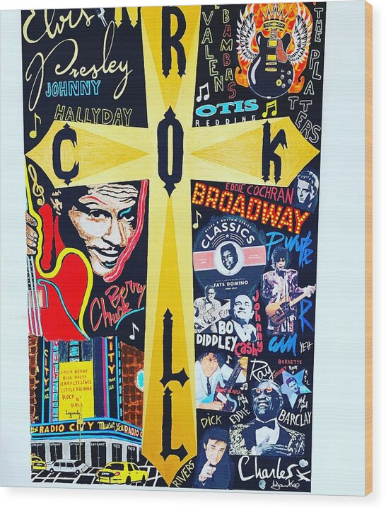 Religion rock and roll - Wood Print - Ykstreetart