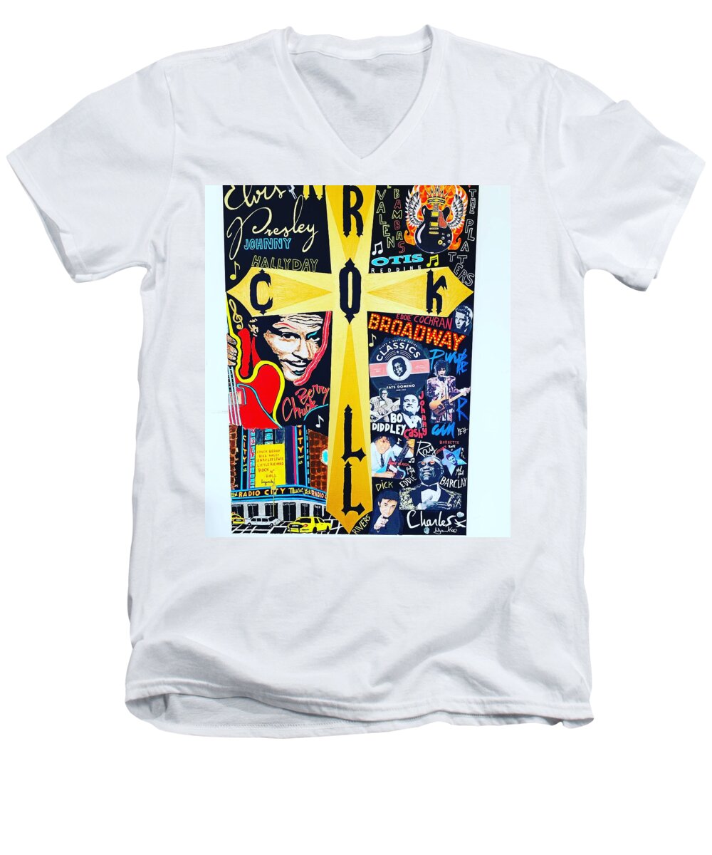 Religion rock and roll - Men's V-Neck T-Shirt - Ykstreetart