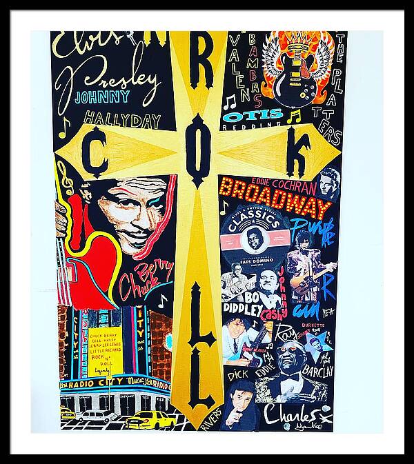 Religion rock and roll - Framed Print - Ykstreetart